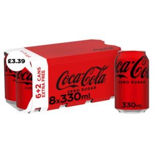 Coca-Cola Zero Sugar 8 x 330m Cans (6 + 2 x 330ml Extra Free) PM £3.39