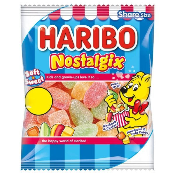 HARIBO Nostalgix Sugar Coated Fruit & Cola Flavour Jelly Sweets 140g