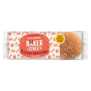 Baker Street 6 Pre-Sliced Seeded Burger Buns