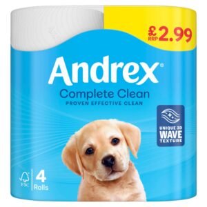 Andrex Complete Clean Toilet Tissues 4 Rolls PMP £2.99