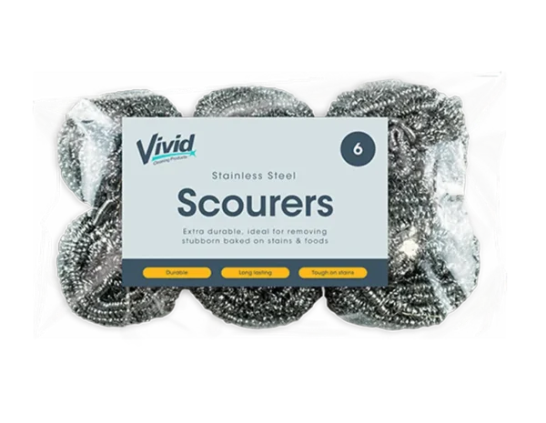 Stainless Steel Scourers - 6 Pack